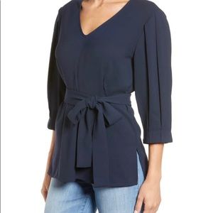 Halogen Tie Waist Blouse (Blue)